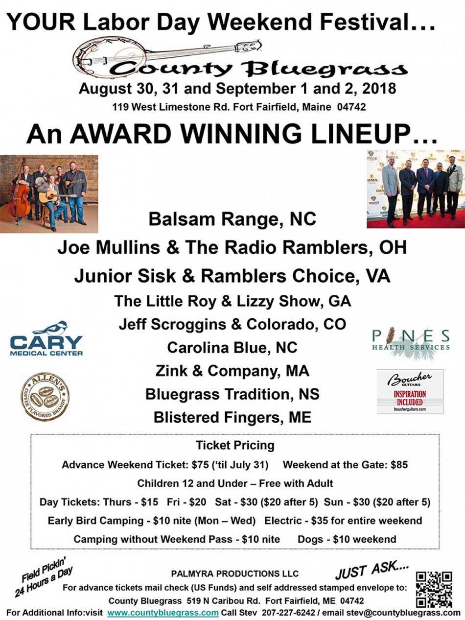 County Bluegrass LaborDay Festival Flyer